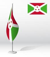 BURUNDI flag on flagpole for registration of solemn event, meeting foreign guests. National independence day of BURUNDI. Realistic 3D on white vector