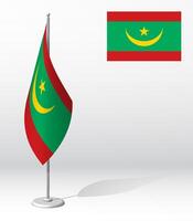 MAURITANIA flag on flagpole for registration of solemn event, meeting foreign guests. National independence day of MAURITANIA. Realistic 3D on white vector
