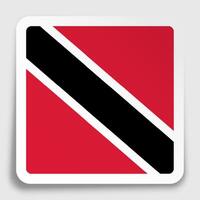 Trinidad and Tobago flag icon on paper square sticker with shadow. Button for mobile application or web. image vector