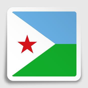 Djibouti flag icon on paper square sticker with shadow. Button for mobile application or web. image vector