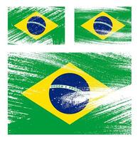 set of BRAZIL flag chalk scratch paint grunge textures on white background. Texture of old poster back with BRAZIL flag. image vector