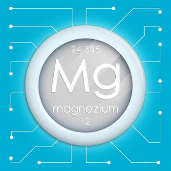 Realistic button with Magnesium symbol. Chemical element is Magnesium. image isolated on white background vector