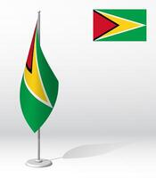 guyana flag on flagpole for registration of solemn event, meeting foreign guests. National independence day of guyana. Realistic 3D on white vector