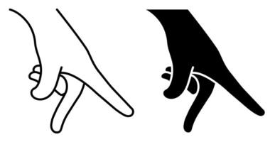 Linear icon. Human hand shows hitting the ball. Gesture of playing with small ball on table or toy sports field. Simple black and white image isolated on white background vector