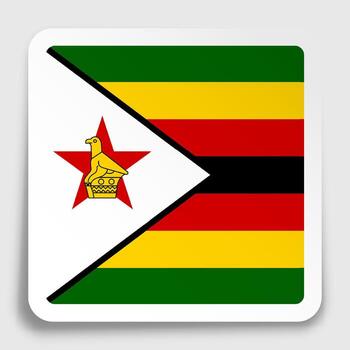Zimbabwe flag icon on paper square sticker with shadow. Button for mobile application or web. image vector