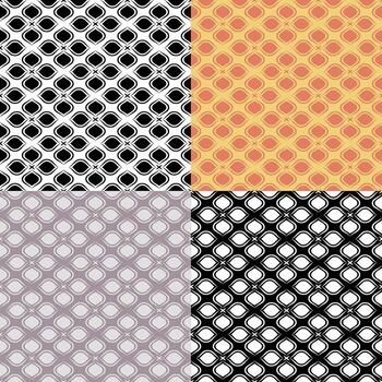 set of seamless patterns with abstract geometric flowers. Ornament for decoration and printing on fabric. Design element. image vector