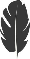 Black Silhouette of Curved Feather Isolated on White Background. vector