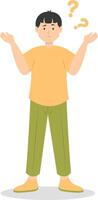 People Think and Solve Question in Cartoon Design vector
