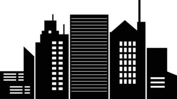 Silhouette of Cityscape in Simple Design, Isolated on White Background, vector