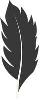 Black Silhouette of Curved Feather with Simple Shape. Isolated on White Background. vector