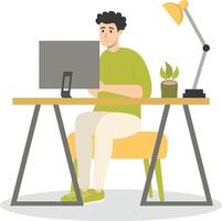 Illustration of People Programmer Working in Office. vector