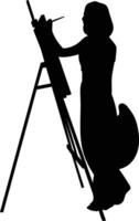 Silhouette of People Painting on Canvas. Design Element. vector