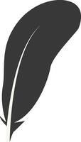 Black Silhouette of Curved Feather with Simple Design. vector