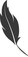 Black Silhouette of Curved Feather Isolated on White Background, vector