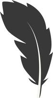 Black Silhouette of Curved Feather Isolated on White Background vector