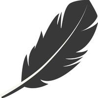 Black Silhouette of Curved Feather with Simple Shape, vector