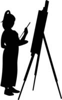 Silhouette of People Painting on Canvas, Design Element. Isolated on White Background vector