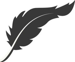 Black Silhouette of Curved Feather in Simple Design. Isolated on White Background. vector