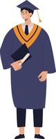 Student Graduation Character at University. Isolated on White Background vector