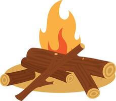 Wood Campfire Element in Cartoon Design. Isolated on White Background. vector