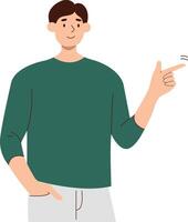 Person Pointing Character with Flat Cartoon Design. vector