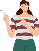 Person Pointing Character in Flat Cartoon Design. vector