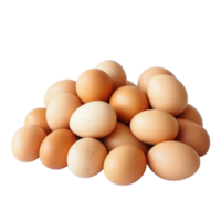 Pile of brown eggs close on transparent background png