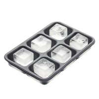 Ice cubes in black tray on transparent background png