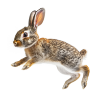 A leaping brown rabbit on transparent background png