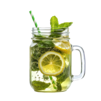 Lemonade in a glass jar on transparent background png