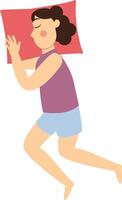 Girl Sleeping Pose Character in Cartoon Design. vector