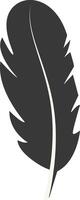Black Silhouette of Curved Feather, Isolated on White Background, vector