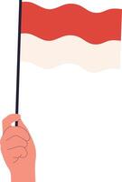 Hand Holding on the Indonesian Flag with Flat Design vector