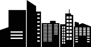 Silhouette of Cityscape Isolated on White Background, vector