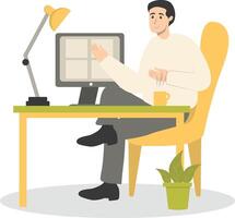 Illustration of People Programmer Working in Office, Isolated on White Background vector