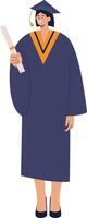 Student Graduation Character at University, Isolated on White Background, vector