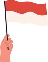 Hand Holding on the Indonesian Flag with Flat Design. vector