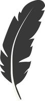 Black Silhouette of Curved Feather with Flat Design. vector
