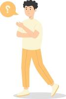 People Think and Solve Question with Cartoon Design vector