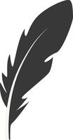 Black Silhouette of Curved Feather in Simple Shape, Isolated on White Background, vector