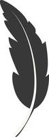 Black Silhouette of Curved Feather in Simple Design. Isolated on White Background vector
