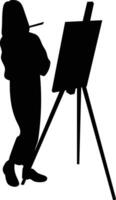 Silhouette of People Painting on Canvas, Design Element, vector