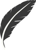 Black Silhouette of Curved Feather in Simple Design, Isolated on White Background vector