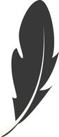 Black Silhouette of Curved Feather in Simple Shape, Isolated on White Background vector