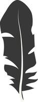Black Silhouette of Curved Feather with Simple Shape. vector