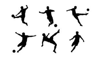 Dynamic Silhouettes of Soccer Players in Action Powerful and Energetic Football Moves on White Background vector