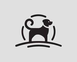 Minimalist dog silhouette circle logo for pet branding vector
