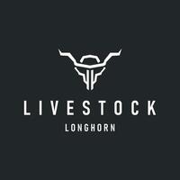 vintage retro design concept with longhorn logo illustration horn symbol from old ranch concept template vector