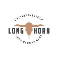 vintage retro design concept with longhorn logo horn symbol from old ranch vector