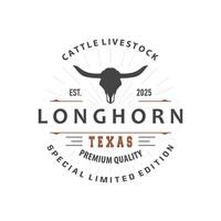retro design longhorn logo illustration horn symbol from old ranch concept template in west texas vector